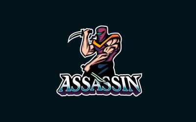 Diseño de logotipo de mascota asesino asesino