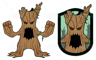 Fantasy Tree på karaktär vektor illustration