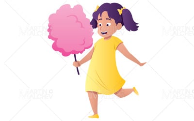 Fille de barbe à papa sur blanc Vector Illustration