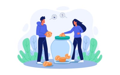 Illustrazione di concetto di vettore di risparmio di denaro