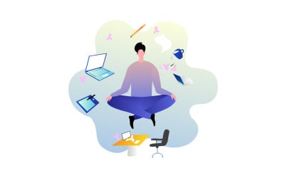 Yoga dans le concept d&amp;#39;illustration de bureau