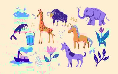 Doodle disegno per bambini illustrazione del libro impostato Vector