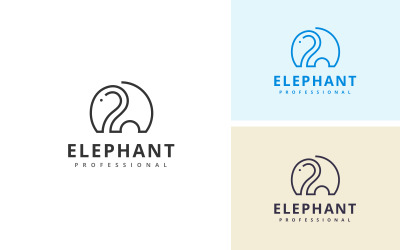 Plantilla de logotipo de línea de elefante moderno