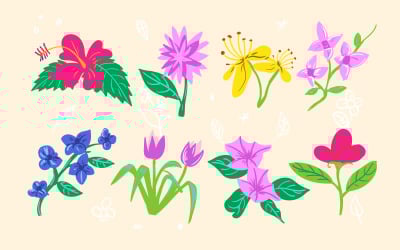 Fleurs Vector Illustration Set Design Concept