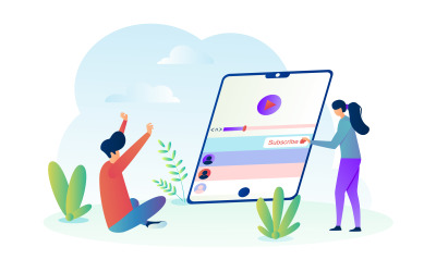 Videoblogg Spela och prenumerera gratis illustrationskoncept