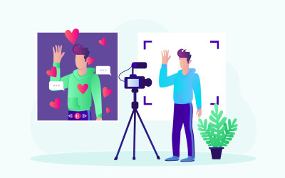 Videoblogging Live Telecast Gratis Illustrationskoncept