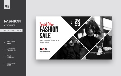 Black And White Fashion Design Web Banner Templates