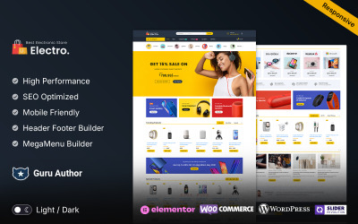 Elektro – elektronika a Mega Shop Víceúčelový obchod Elementor WooCommerce Store