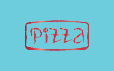 Modello di tipografia con logo pizza
