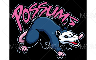 Opossum Takım Maskotu Vektör Çizim