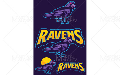 Ravens Team Maskot Vektor Illustration