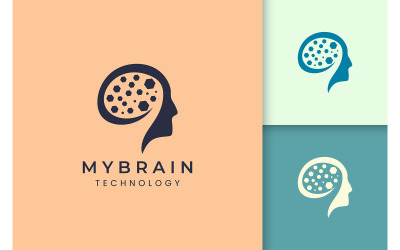 Голова и мозг логотип для технологий