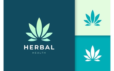 Logotipo de hierbas en cannabis o marihuana.
