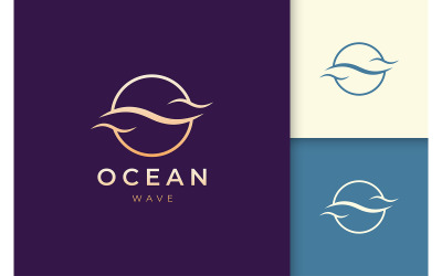 Modèle de logo de vague de mer de luxe