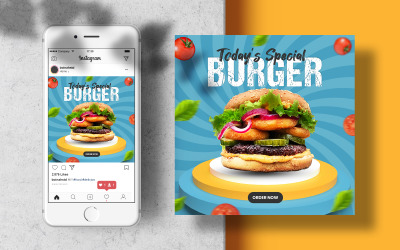 Különleges hamburger menü Instagram posta sablon banner