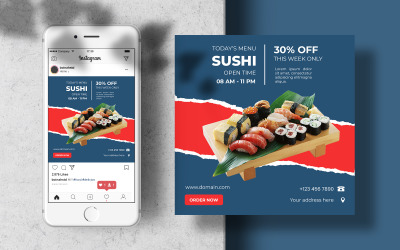 A legjobb ajánlat Sushi menü Instagram bejegyzés sablon banner