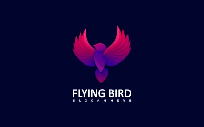 Estilo de logotipo colorido degradado de pájaro volador