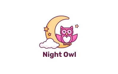 Gece Baykuşu Renk Maskot Logosu