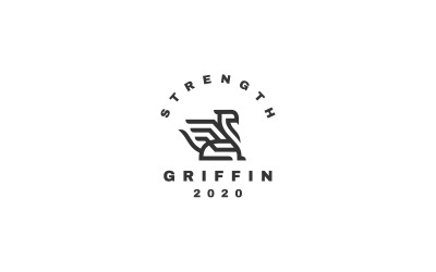 Griffin Sit Line Art Logo Estilo