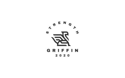 Griffin Sit Line Art Logo stílus