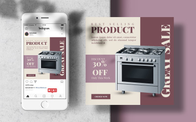 Prodotto più venduto Utensili da cucina Modello di banner per post su Instagram
