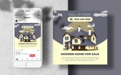 Nowoczesny dom na sprzedaż szablon banera postu na Instagram