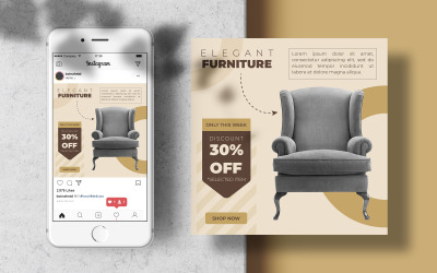 Plantilla de banner de publicación de Instagram de muebles elegantes