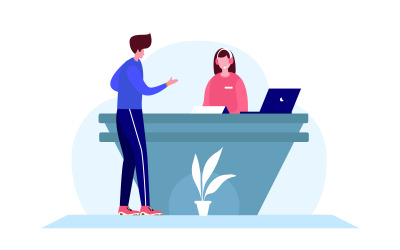 Hotel Reception Free Illustration Concept Vector