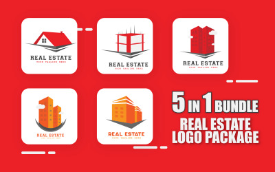 Pacchetto logo 5 in 1 immobiliare creativo