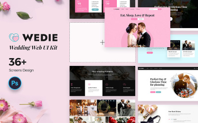 Wedie Sada kreativního webového uživatelského rozhraní pro svatbu