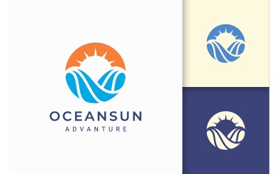 Abstraktní kruh Logo Sun Ocean Logo