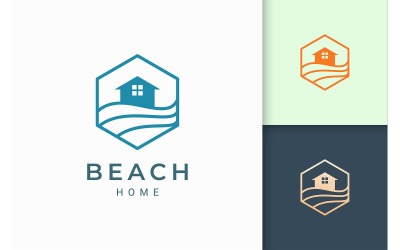 Hemstrandlogotypmall i hexagon