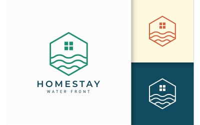 Hexagon Ocean Wave Logo Mall