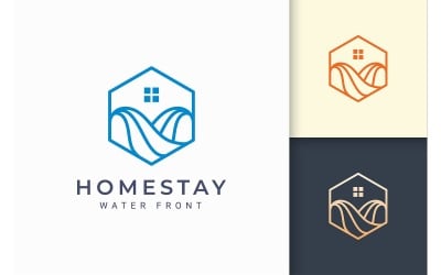 Logotipo de apartamento frente al mar o frente al mar