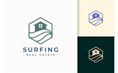 Meer- oder Strandimmobilien-Logo-Vorlage