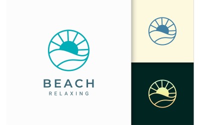 Sjabloon voor eenvoudig cirkel Ocean Wave-logo