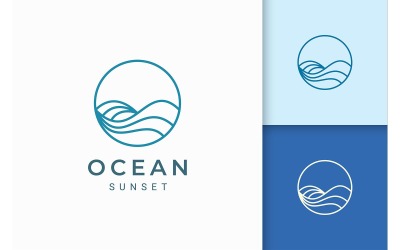 Sjabloon voor eenvoudig logo met oceaangolfvorm