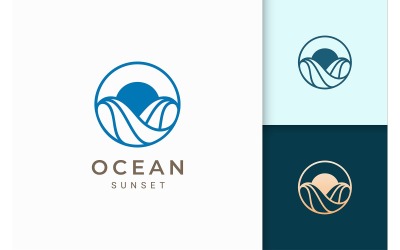 Sjabloon voor Ocean Wave met Sun-logo