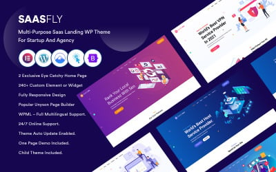 Saasfly - tema multifuncional Saas Landing WP para startups e agências