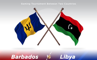 Barbados kontra Libyen två flaggor