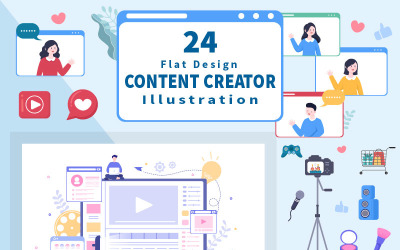 24 Content Creator Online Blogger Vektor-Illustration