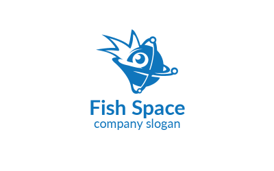 Fish Space Blue Logo Template