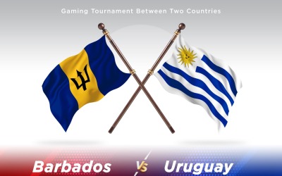 Barbados kontra Uruguay två flaggor