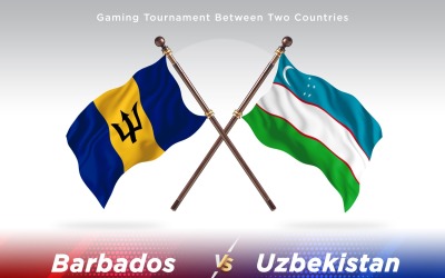 Barbados kontra Uzbekistan två flaggor