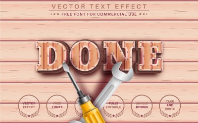 Done Wood -  Editable Text Effect, Font Style, Graphics Illustration
