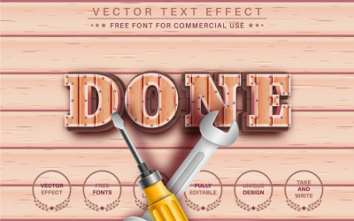 Done Wood - Editable Text Effect, Font Style, Graphics Illustration