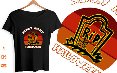 Šablona návrhu strašidelné halloweenské tričko