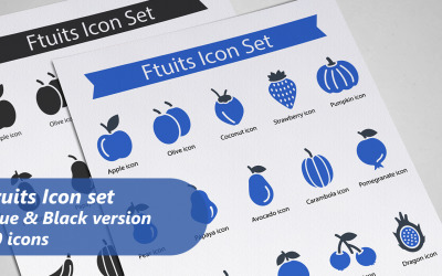 Fruits glyph icon set template