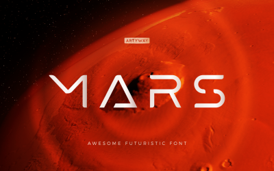 Futuristische Mars-kop en logo-lettertype
