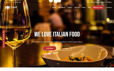 Kávézó és étterem HTML5 céloldalsablon